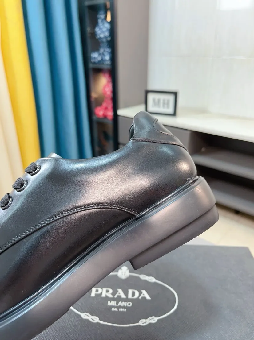 Men's shoes 💰540🌹🌹【PRADA Leather Shoes】Top purchasing agency Original imported Italian custom-made open-edge beaded cowhide leather surface, fully imported water-dyed breathable cowhide lining, original factory special molded sole super comfortable, size: 38-44